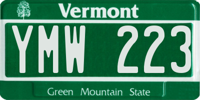VT license plate YMW223