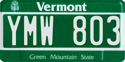 VT license plate YMW803