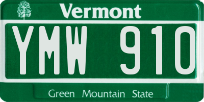 VT license plate YMW910