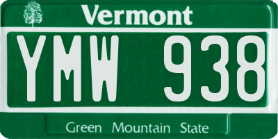 VT license plate YMW938
