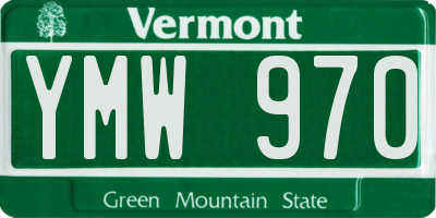 VT license plate YMW970