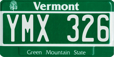 VT license plate YMX326