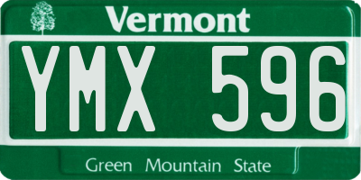VT license plate YMX596