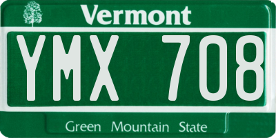 VT license plate YMX708