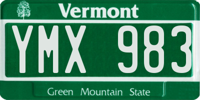 VT license plate YMX983