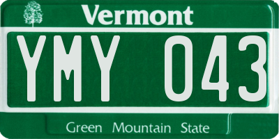 VT license plate YMY043