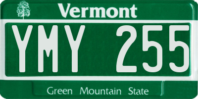 VT license plate YMY255