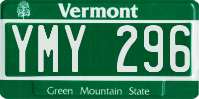 VT license plate YMY296