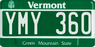 VT license plate YMY360