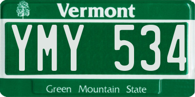 VT license plate YMY534