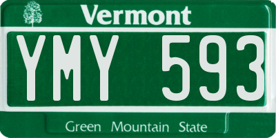 VT license plate YMY593