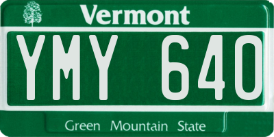VT license plate YMY640