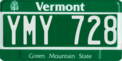 VT license plate YMY728