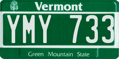 VT license plate YMY733