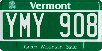 VT license plate YMY908