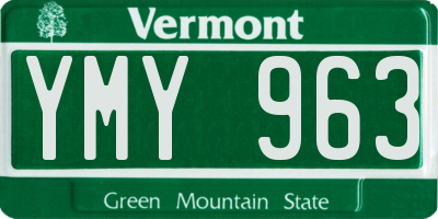 VT license plate YMY963