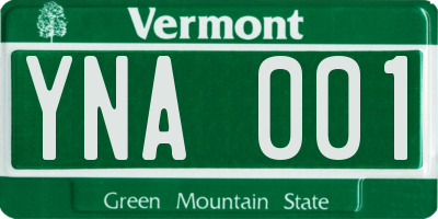 VT license plate YNA001