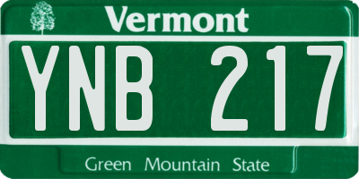 VT license plate YNB217