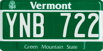 VT license plate YNB722