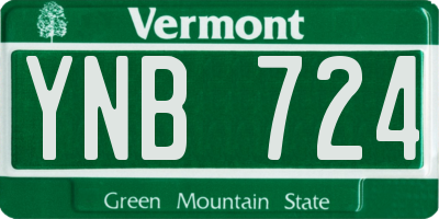 VT license plate YNB724