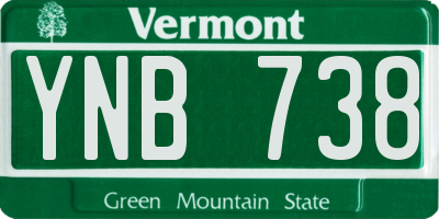 VT license plate YNB738