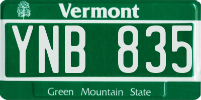 VT license plate YNB835