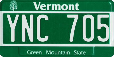 VT license plate YNC705