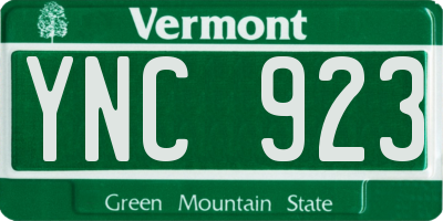 VT license plate YNC923