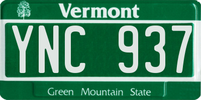 VT license plate YNC937