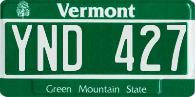 VT license plate YND427