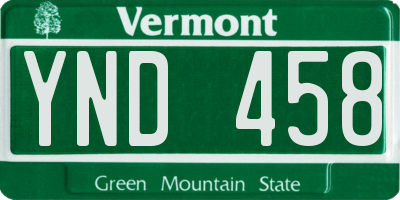 VT license plate YND458