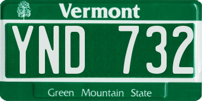 VT license plate YND732