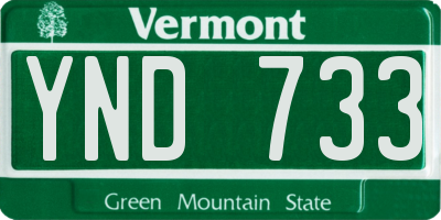VT license plate YND733