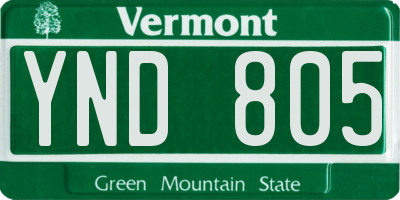 VT license plate YND805