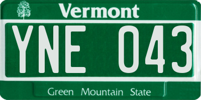 VT license plate YNE043