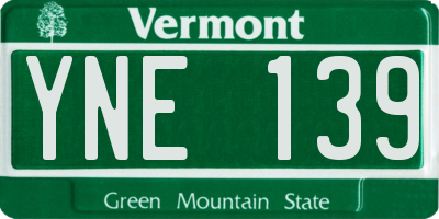 VT license plate YNE139