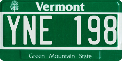 VT license plate YNE198