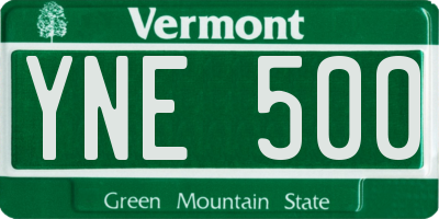 VT license plate YNE500