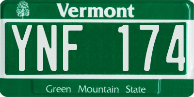 VT license plate YNF174