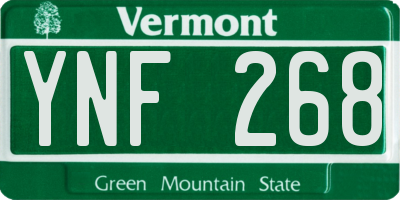 VT license plate YNF268