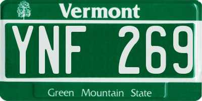 VT license plate YNF269