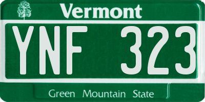 VT license plate YNF323