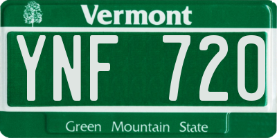 VT license plate YNF720