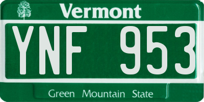 VT license plate YNF953