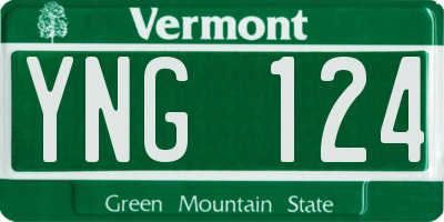 VT license plate YNG124