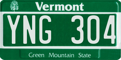 VT license plate YNG304