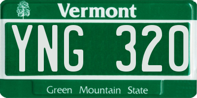VT license plate YNG320