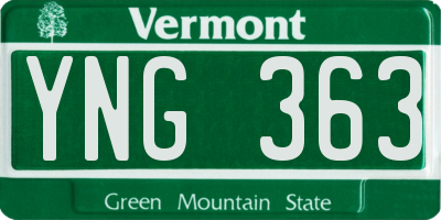 VT license plate YNG363