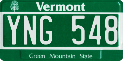 VT license plate YNG548