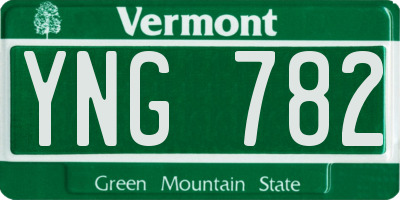 VT license plate YNG782
